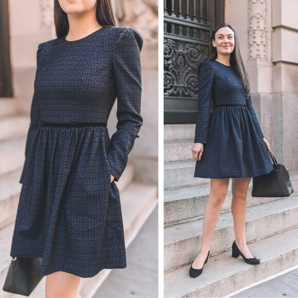 Gal Meets Glam Callie Dress Blue Embroidered Velvet Holiday Cocktail Party - Picture 1 of 9